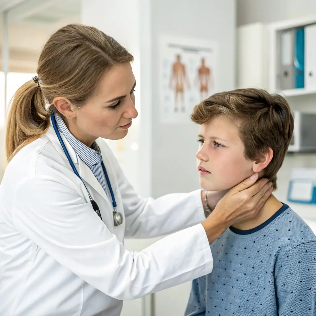 A doctor performing a physical examination on a patient's shoulder with anatomical models nearby, illustrating the hands-on assessment involved in musculoskeletal health evaluation.
